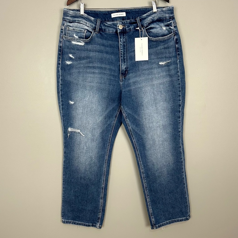 Flying Monkey Ankle Straight Jeans Women’s Size 22W Distressed Stretch Denim